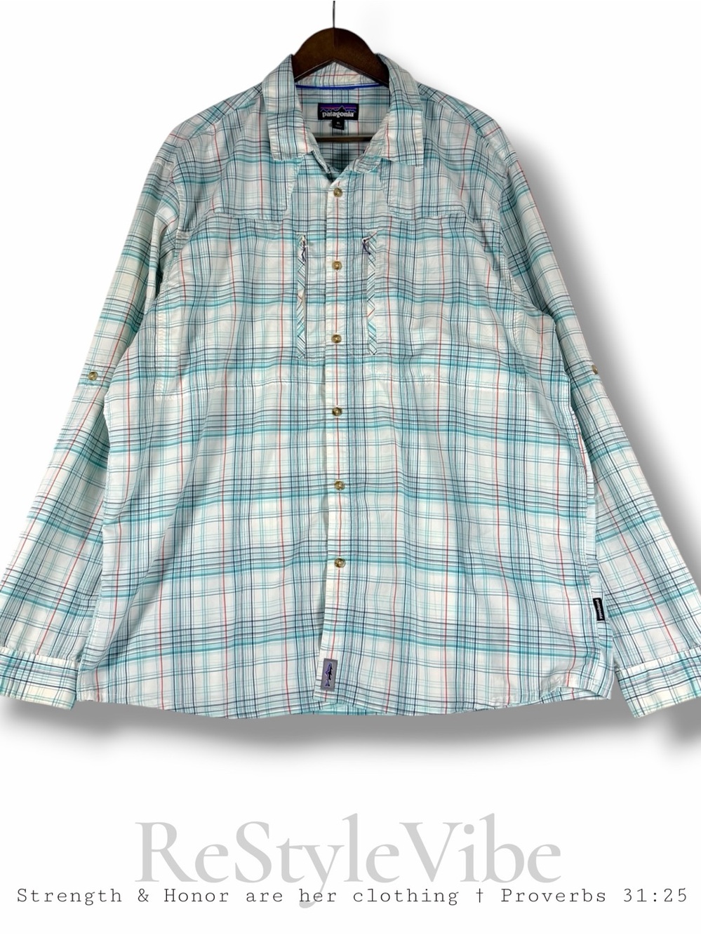 PATAGONIA Men’s Size XL Shirt Plaid Button Down Long Sleeve Lightweight Tech